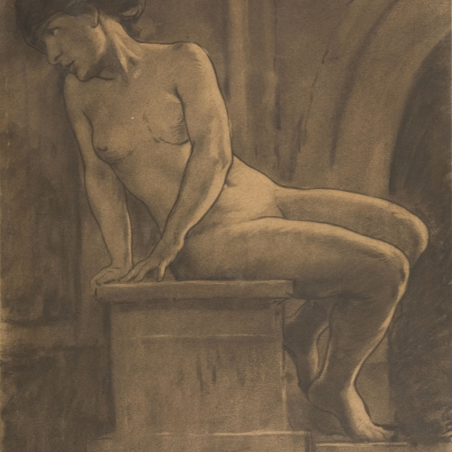 image for: Antoni Fabrés - Dibuix per a l&#039;estudi «Nostàlgia» - Cap a 1908-1910