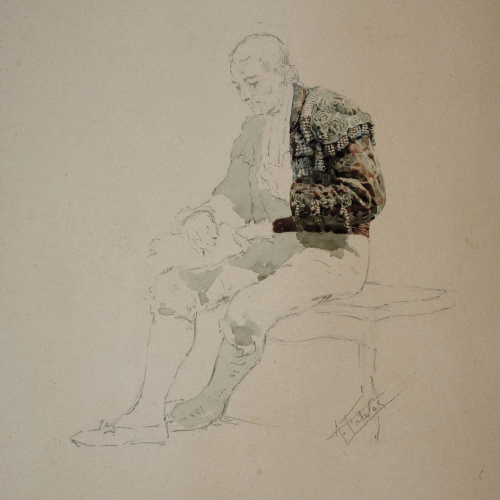 image for: Antoni Fabrés - Torero assegut - Cap a 1880