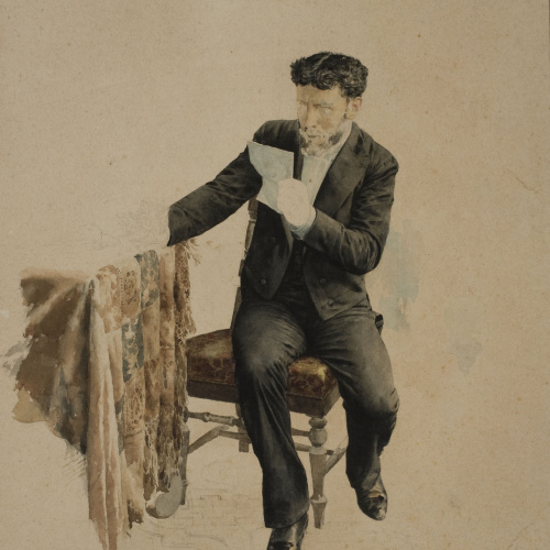 image for: Antoni Fabrés - Home llegint una carta - Cap a 1896