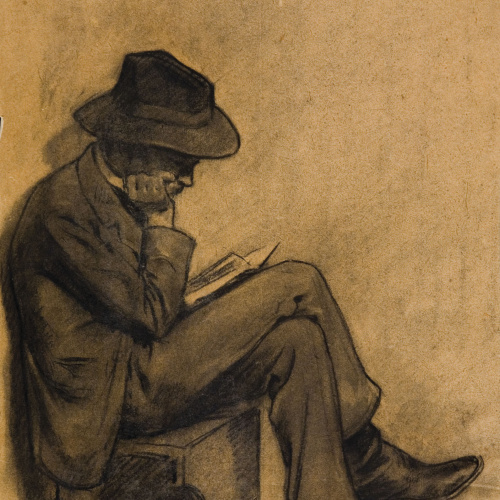 image for: Antoni Fabrés - Home llegint - 1906