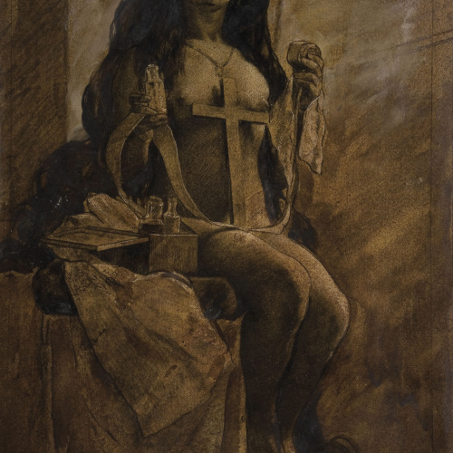 image for: Antoni Fabrés - Estudi per al dibuix «Caritat» - Cap a 1908-1910