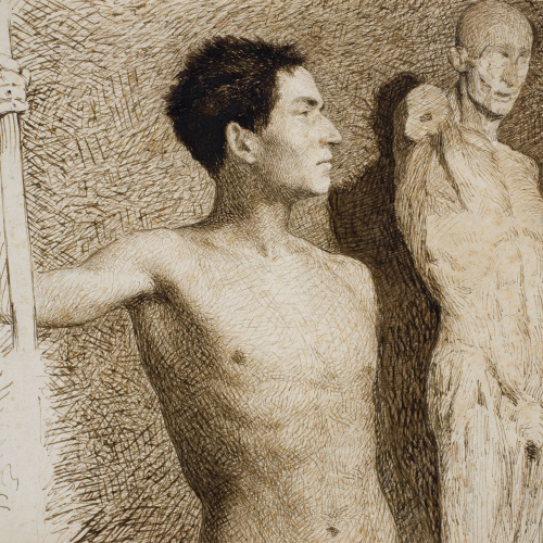 image for: Antoni Fabrés - Estudis de figura masculina - Cap a 1870