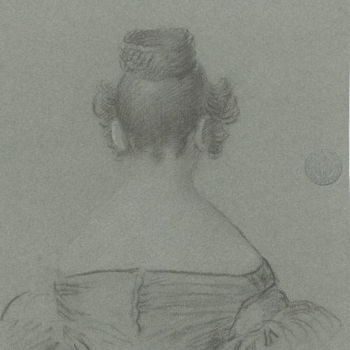 image for: Vicente Rodes - Estudi d&#039;una mà (anvers) / Estudi de figura femenina d&#039;esquena (revers) - Cap a 1810-1820 [1]