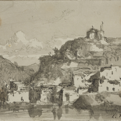 image for: Lluís Rigalt - Vista d&#039;un poble - Cap a 1873-1874