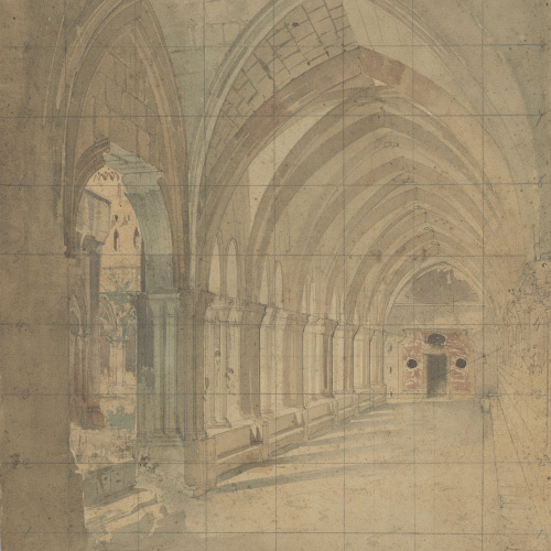 Achille Battistuzzi - Claustre del monestir de Poblet - Cap a 1870 image for: Achille Battistuzzi - Claustre del monestir de Poblet - Cap a 1870