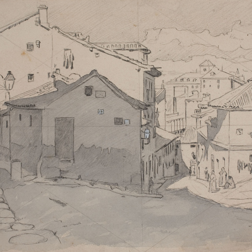 Josep Lluís Pellicer - Carrer del Madrid antic - Cap a 1868-1870 image for: Josep Lluís Pellicer - Carrer del Madrid antic - Cap a 1868-1870