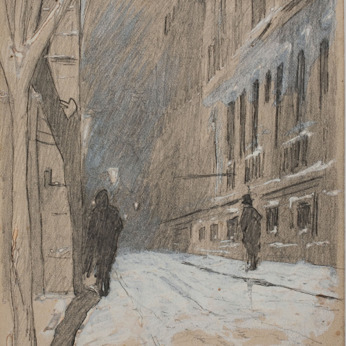 Josep Lluís Pellicer - Carrer nevat de Madrid - 1870 image for: Josep Lluís Pellicer - Carrer nevat de Madrid - 1870