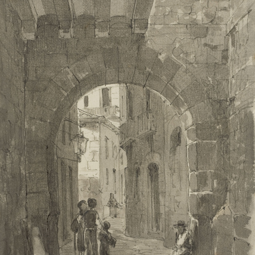 image for: Lluís Rigalt - Carrer porticat - 1873