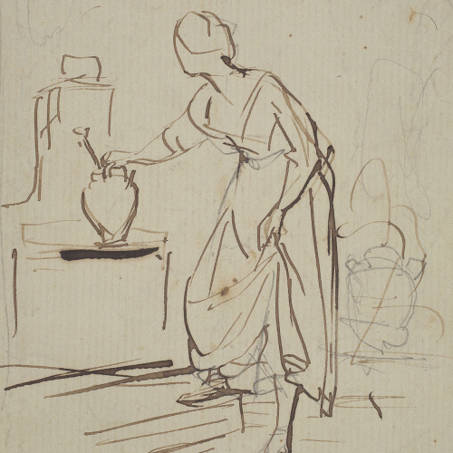 image for: Ramon Martí i Alsina - Dona omplint un càntir a la font - Cap a 1860-1865