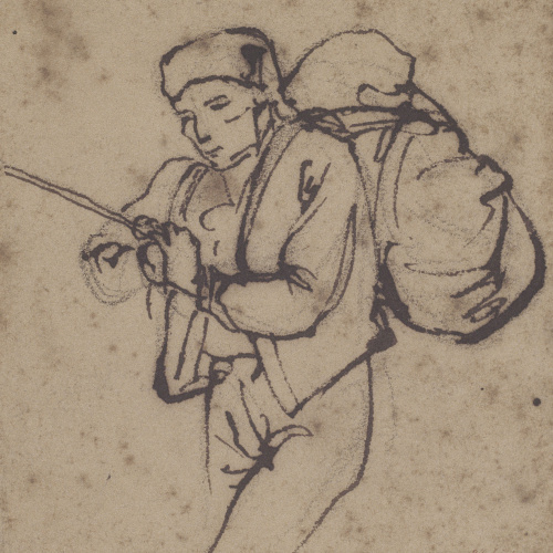 image for: Ramon Martí i Alsina - Un home portant un farcell a l&#039;esquena - Cap a 1860-1865