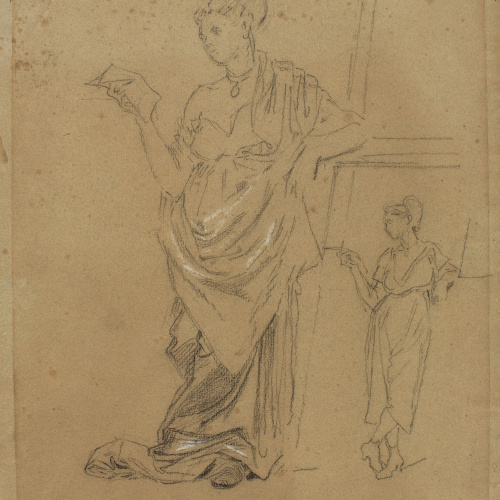 image for: Antoni Caba - Estudi de figura femenina per a la pintura «La Pau» - Cap a 1876