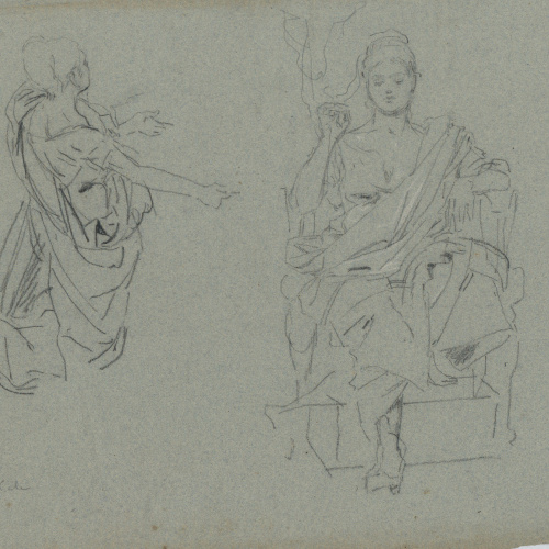 image for: Antoni Caba - Estudi de figures al·legòriques per a la pintura «La Pau» (anvers) / Estudi de figures al·legòriques per a la pintura «La Pau» (revers) - Cap a 1876