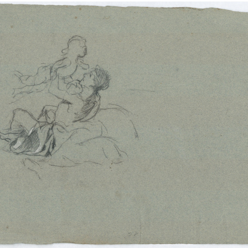 image for: Antoni Caba - Estudi de figures al·legòriques per a la pintura «La Pau» (anvers) / Estudi de figures al·legòriques per a la pintura «La Pau» (revers) - Cap a 1876 [1]