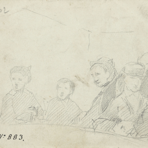 image for: Antoni Caba - Grup de gent a la llotja d&#039;un teatre [?] (anvers) / Grup de gent a la llotja d&#039;un teatre [?] (revers) - Cap a 1860-1870