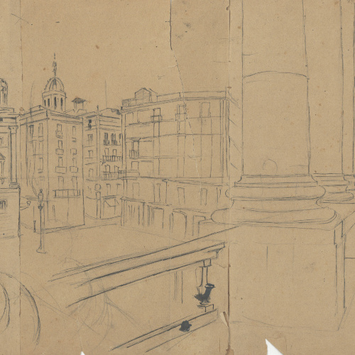 image for: Josep Lluís Pellicer - Vista de la plaça de Sant Jaume des del balcó de l'Ajuntament de Barcelona - Cap a 1886