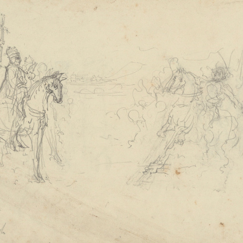 image for: Antoni Utrillo - Entrevista del Papa Lleó I el Magne amb el rei Àtila (anvers) / Estudi de l&#039;entrevista del Papa Lleó I el Magne amb el rei Àtila (revers) - Cap a 1908