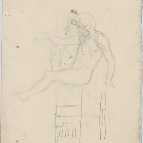 image for: Josep Lluís Pellicer - Apunts de soldat (anvers) / Croquis de nu masculí (revers) - Cap a 1872-1876 [1]