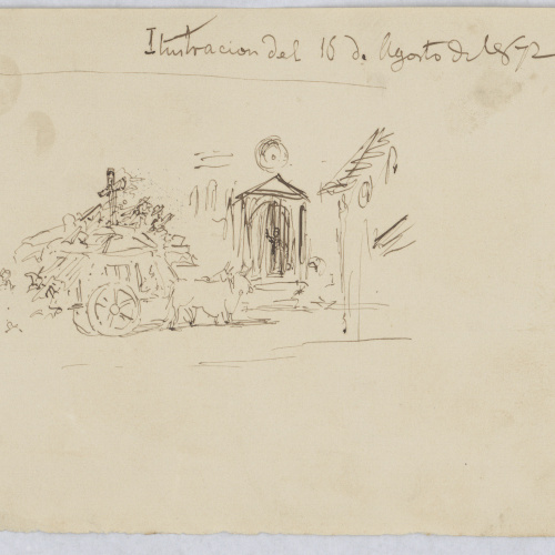 image for: Francesc Torras - Croquis d&#039;un carro arrossegat per bous - 16 d&#039;agost de 1872