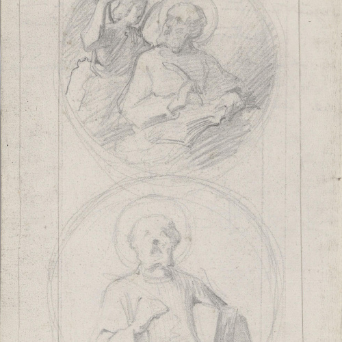 image for: Claudi Lorenzale - Dos medallons amb la figura de sant Mateu - Cap a 1850-1870
