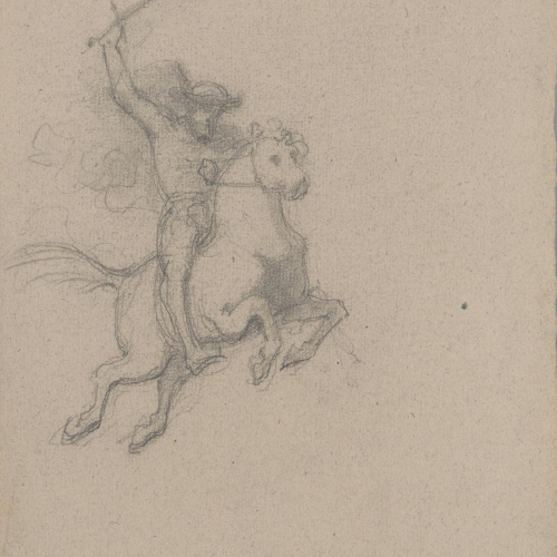 image for: Claudi Lorenzale - Estudi d&#039;home a cavall. Sant Jaume Matamoros [?] - Cap a 1850-1870