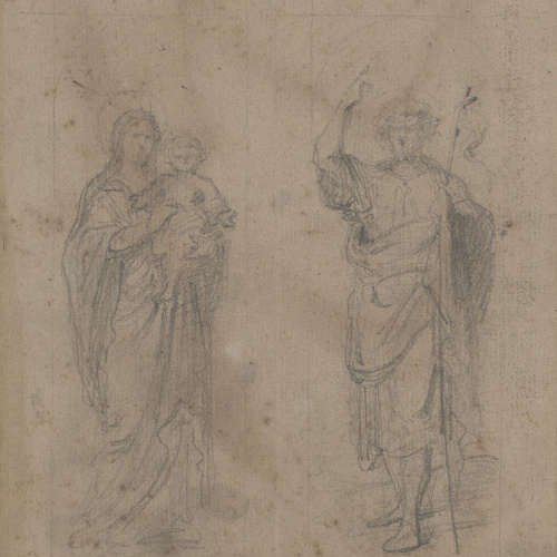 Claudi Lorenzale - Mare de Déu amb el nen Jesús i sant Joan Baptista - Cap a 1850-1870 image for: Claudi Lorenzale - Mare de Déu amb el nen Jesús i sant Joan Baptista - Cap a 1850-1870