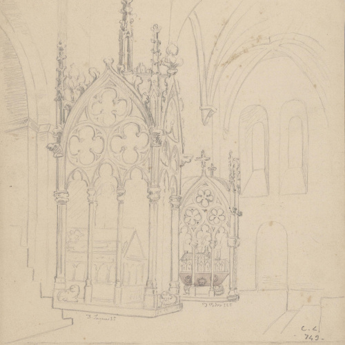image for: Claudi Lorenzale - Sepulcre de Jaume II i Pere III al monestir de Santes Creus - Cap a 1840-1850