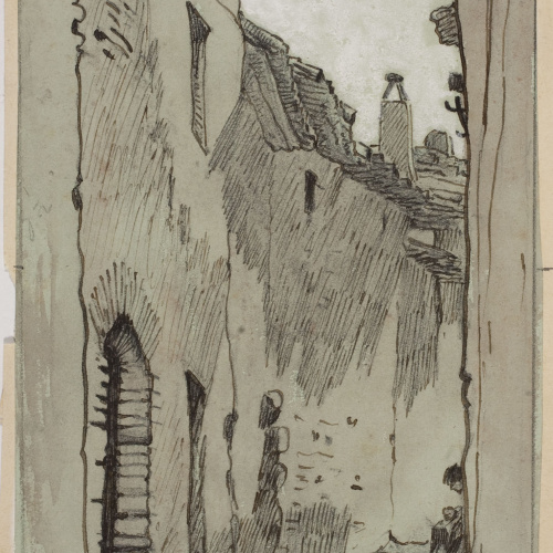 Modest Urgell - Carrer de poble - Cap a 1864 image for: Modest Urgell - Carrer de poble - Cap a 1864
