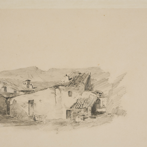 image for: Francesc Gimeno - Carrer de Tortosa (anvers) / Estudi d&#039;una casa de pagès (revers) - Cap a 1878 [1]
