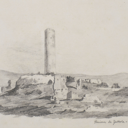 image for: Francesc Gimeno - Ruïnes de Fullola-Tortosa (anvers) / Paisatge amb arbres (revers) - Cap a 1878