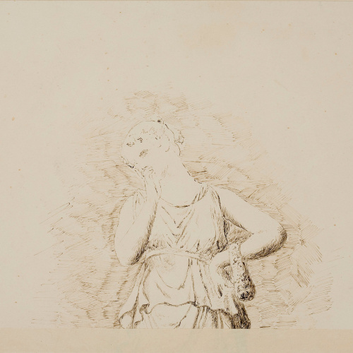 image for: Francesc Gimeno - Ruïnes de Fullola-Tortosa (anvers) / Estudi d&#039;una estàtua antiga (revers) - Cap a 1878 [1]