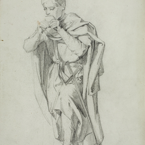 image for: Claudi Lorenzale - Estudi de figura per al quadre «Els ambaixadors de la Diputació a Vilafranca prohibeixen a la reina Joana que acompanyi el Príncep de Viana a Barcelona» - Cap a 1870