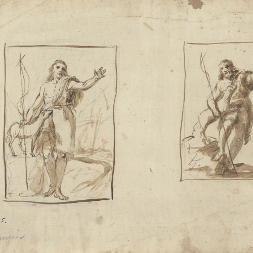 image for: Josep Bernat Flaugier - Estudis per a una figura de sant Joan Baptista - Cap a 1790-1800