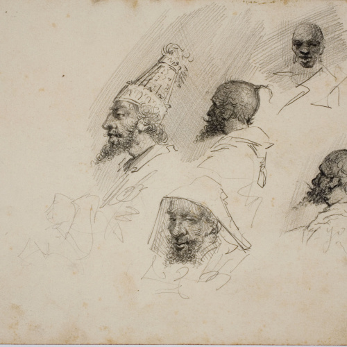 image for: Antoni Fabrés - Àngel (anvers) / Estudi de caps (revers) - Cap a 1875-1878 [1]