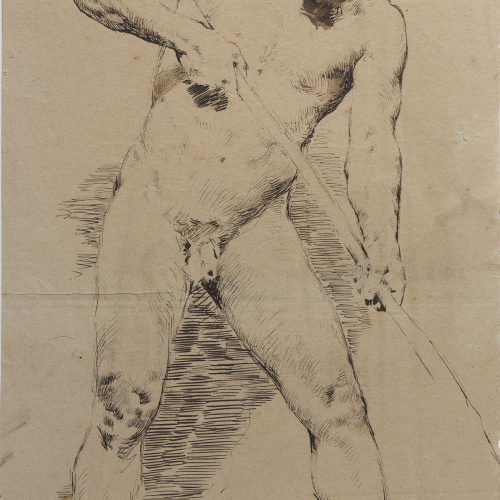 image for: Antoni Fabrés - Estudi de nu masculí - Cap a 1875