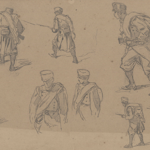 image for: Josep Lluís Pellicer - Apunts de soldats - Cap a 1872-1876