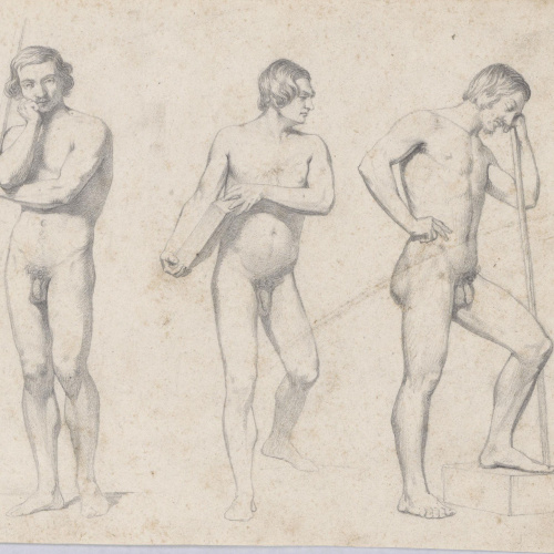 Claudi Lorenzale - Estudis de nus masculins - Cap a 1850-1855 image for: Claudi Lorenzale - Estudis de nus masculins - Cap a 1850-1855