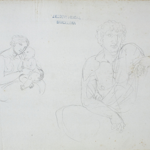 image for: Josep Bernat Flaugier - Estudi d&#039;una mare de Déu amb el nen i figura d&#039;home - Cap a 1800-1812