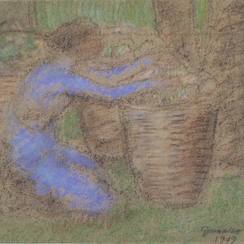 image for: Juli González - Camperola en blau amb grans cistelles (Paysanne en bleu au grands paniers) - 1919