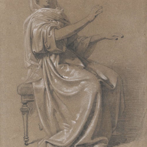 image for: Claudi Lorenzale - Estudi de figura femenina - Cap a 1850-1870
