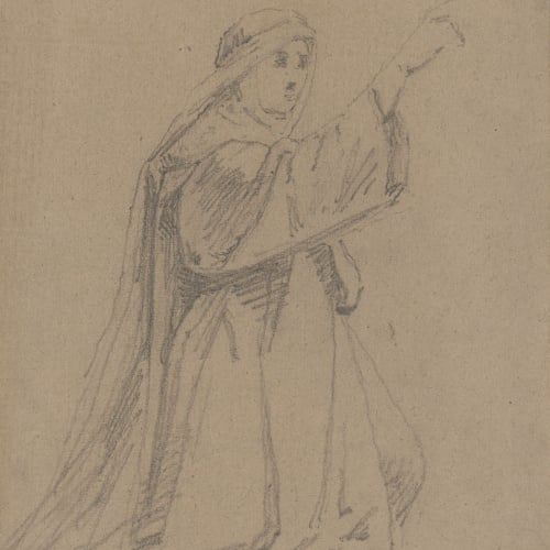 image for: Claudi Lorenzale - Estudi de figura femenina agenollada - Cap a 1850-1870
