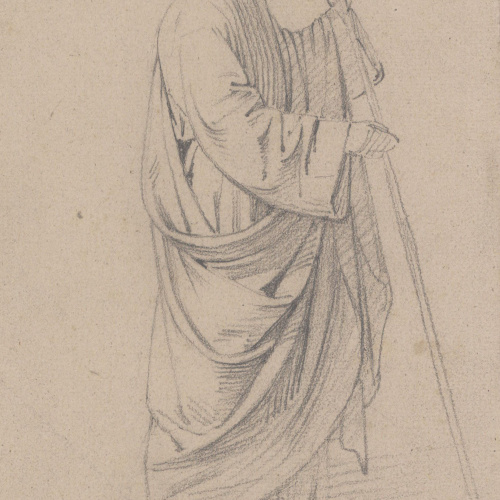 image for: Claudi Lorenzale - Estudi de figura masculina amb bastó - Cap a 1850-1870