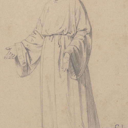 image for: Claudi Lorenzale - Estudi de figura masculina - Cap a 1850-1870