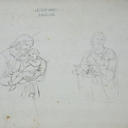 image for: Josep Bernat Flaugier - Dos estudis de sant Josep amb el Nen Jesús - Cap a 1790-1794