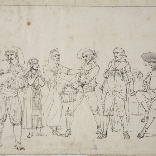 image for: Josep Bernat Flaugier - Grup de miquelets escorcollant unes dones - Cap a 1809-1812