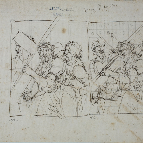 image for: Josep Bernat Flaugier - Dos estudis de Crist amb la Creu camí del Calvari - Cap a 1799-1800