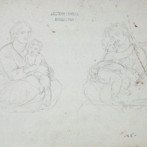 image for: Josep Bernat Flaugier - Dos estudis de la Mare de Déu amb el nen - Cap a 1800-1812