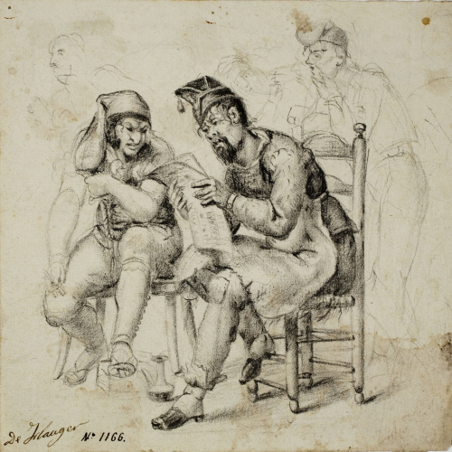 image for: Josep Bernat Flaugier - Un soldat llegint a un miquelet notícies de la Guerra de la Independència - Cap a 1809-1812