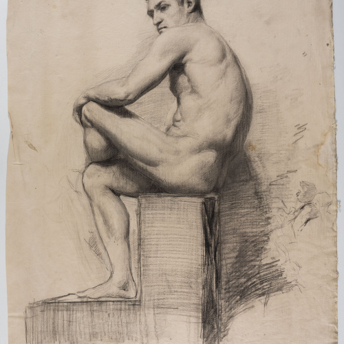 image for: Andreu Solà - Nu masculí assegut - Cap a 1880-1885
