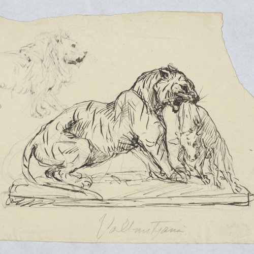 image for: Agapit Vallmitjana Abarca - Projecte per al grup escultòric «Lleona amb els seus cadells» (anvers i revers) - Cap a 1894 (anvers i revers) [1]