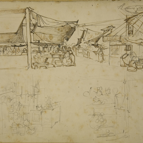 image for: Ramon Martí i Alsina - Apunt de parades de mercat - Cap a 1866-1870